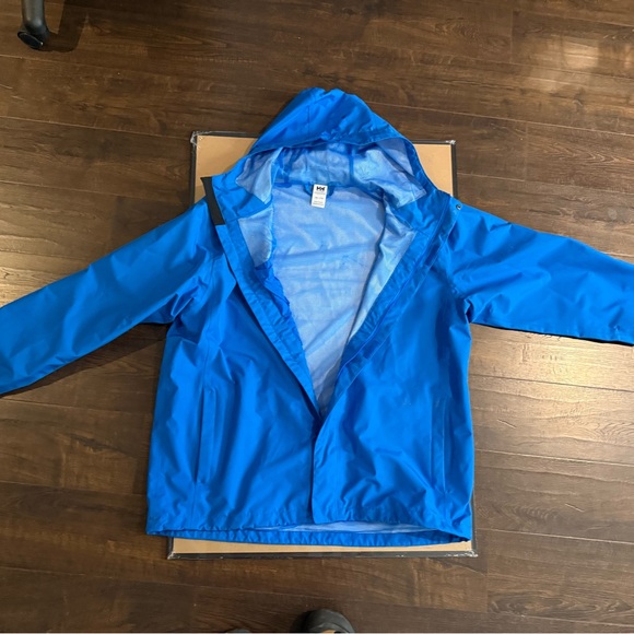 Helly Hansen Waterproof Hooded Rain Jacket Blue Men’s 2XL Excellent - Picture 2 of 5